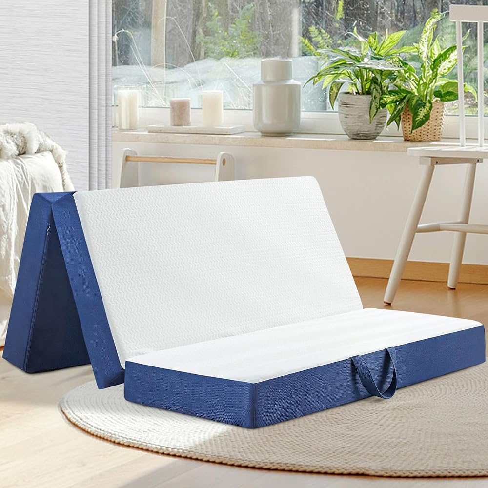 Foldable Mattress Queen Size, 6" Trifold Mattress Futon Murphy Bed,White