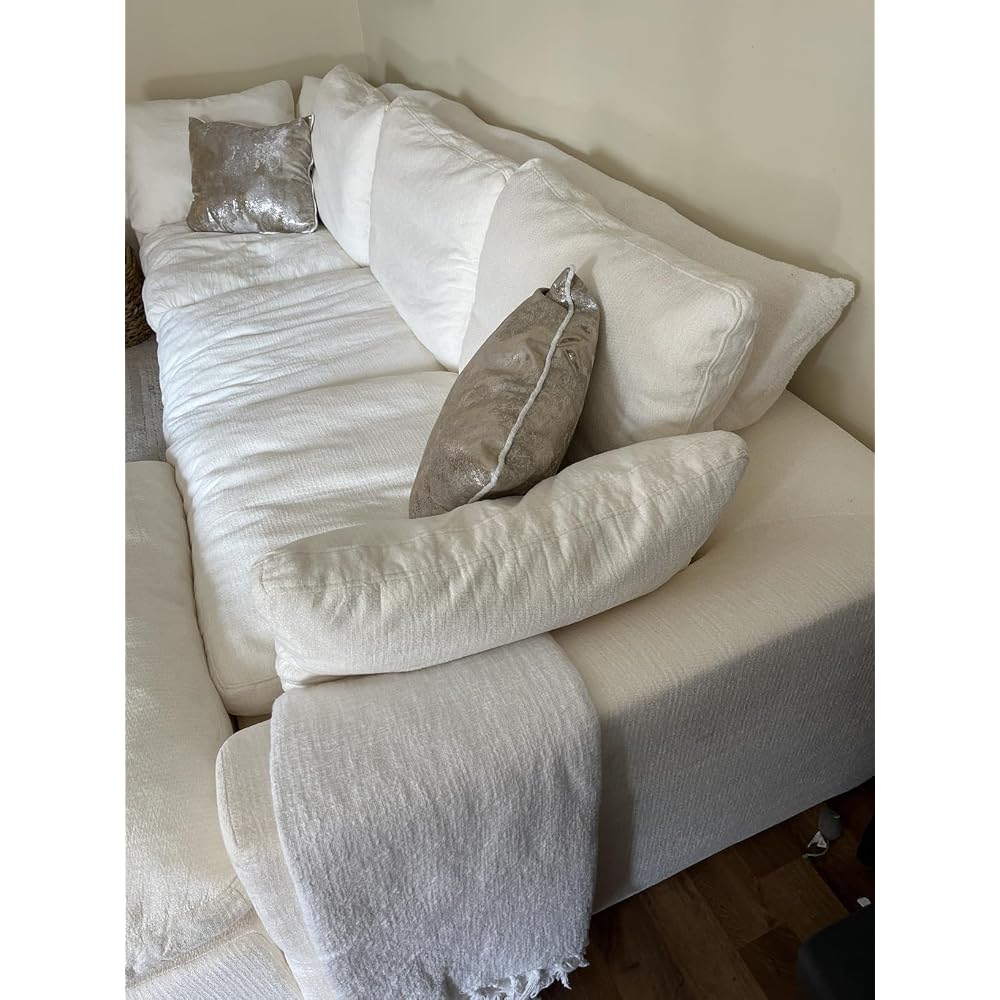 109" Boneless Cloud Couch Sectional for Living Room, Oversized Modular L Shaped Sofa with Ottoman, Deep Seat Chenille Sectional Couch for Cloud-Like Comfort (Creamy White)
