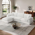 Cloud Modular Couch for Living Room,L Shape Linen Blend Sofas,Modern Deep Seat Cloud Sofas,Convertible Comfort Down Filled Sectional Couches,Removable Washable Cushion Covers,White