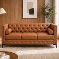 Faux Leather Couches & Mid Century Modern Couch for Living Room (Brown)
