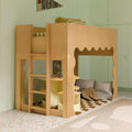 Kids Lido Wave Convertible Low Loft Twin Bed in Honey