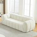 86.5" Boneless Sofa Couch with Extra Deep Seats, Comfy Tufted Fabric 3 Seater Couch for Living Room Modern Compression Foam Love Seat Upholstered Oversized Cloud Sofa,No Assembly (Beige)