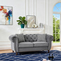 Loveseat, Velvet Fabric Two- Seater Couch, Buckle Design and Rivet Decoration, Deep Seated Double Sofa, Suitable for Living Room, Bedroom, Apartment, Hotel, etc (Gray) (Gray)