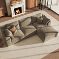 110" Brown Cloud Couch Sectional L Shaped Boneless Couch Modular Cloud Sofa