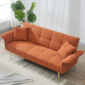 70" Convertible Loveseat Sleeper Sofa Orange,with 3 Reclining Backrests,Covertible Foldable Couch Bed,Teddy Fabric Loveseat Couch for Living Room, Apartment,Office